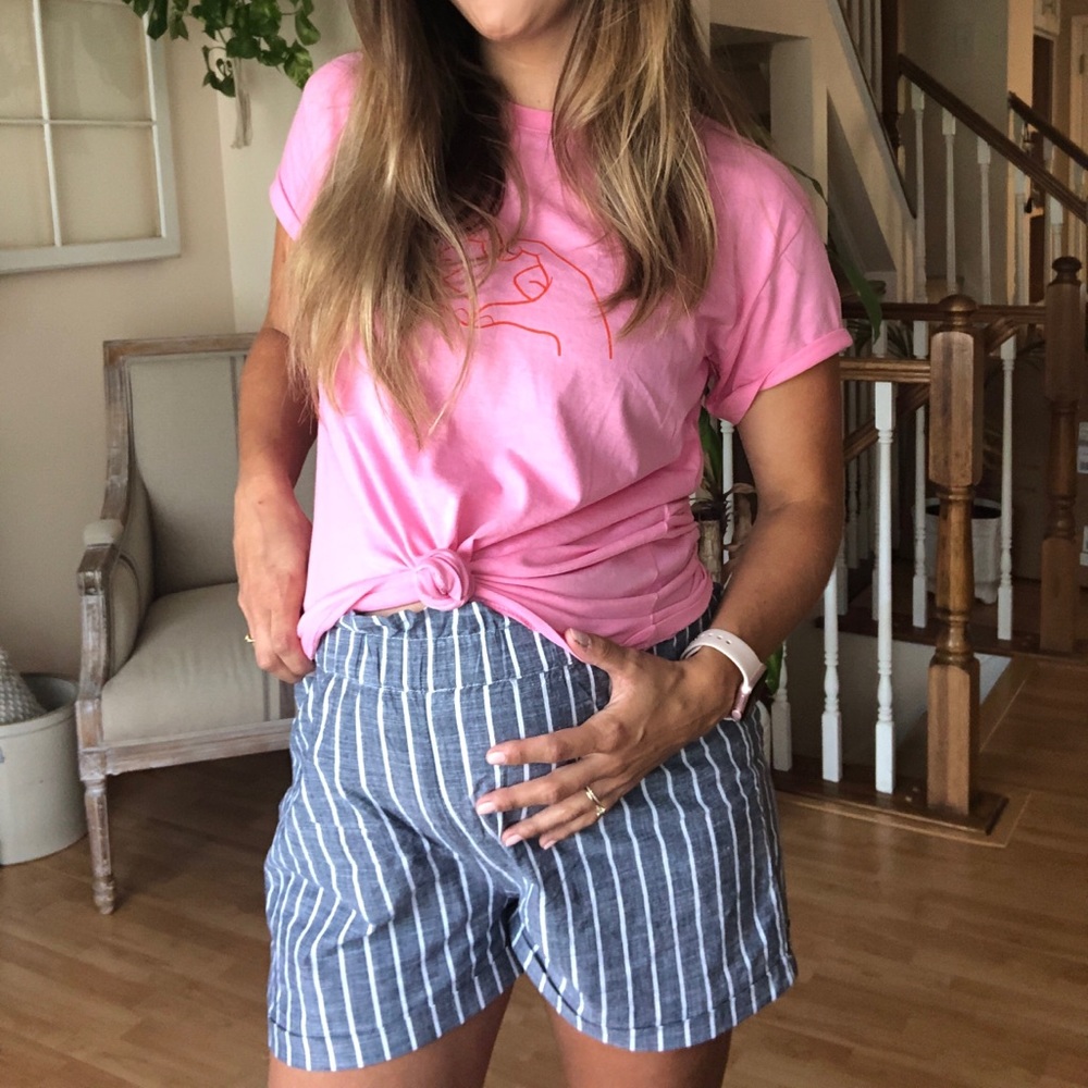 Striped Cotton On Paper Bag Shorts